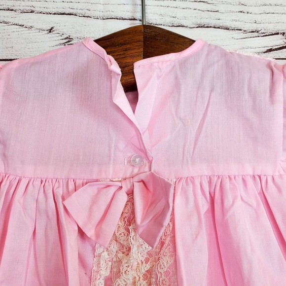 Vintage Toddletime 70's 80's Baby Girl Pink Dress Size 24M US Made - Picture 5 of 9